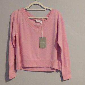 Everlane The Cashmere Crop V-Neck Sz Med PINK!